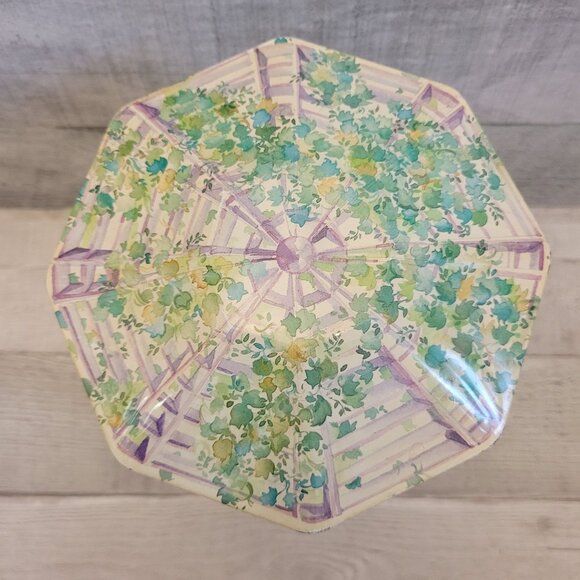 Vintage Sutter Home Winery Decorative Octagonal Tin Container 8" Tall Floral Gar - Picture 7 of 7